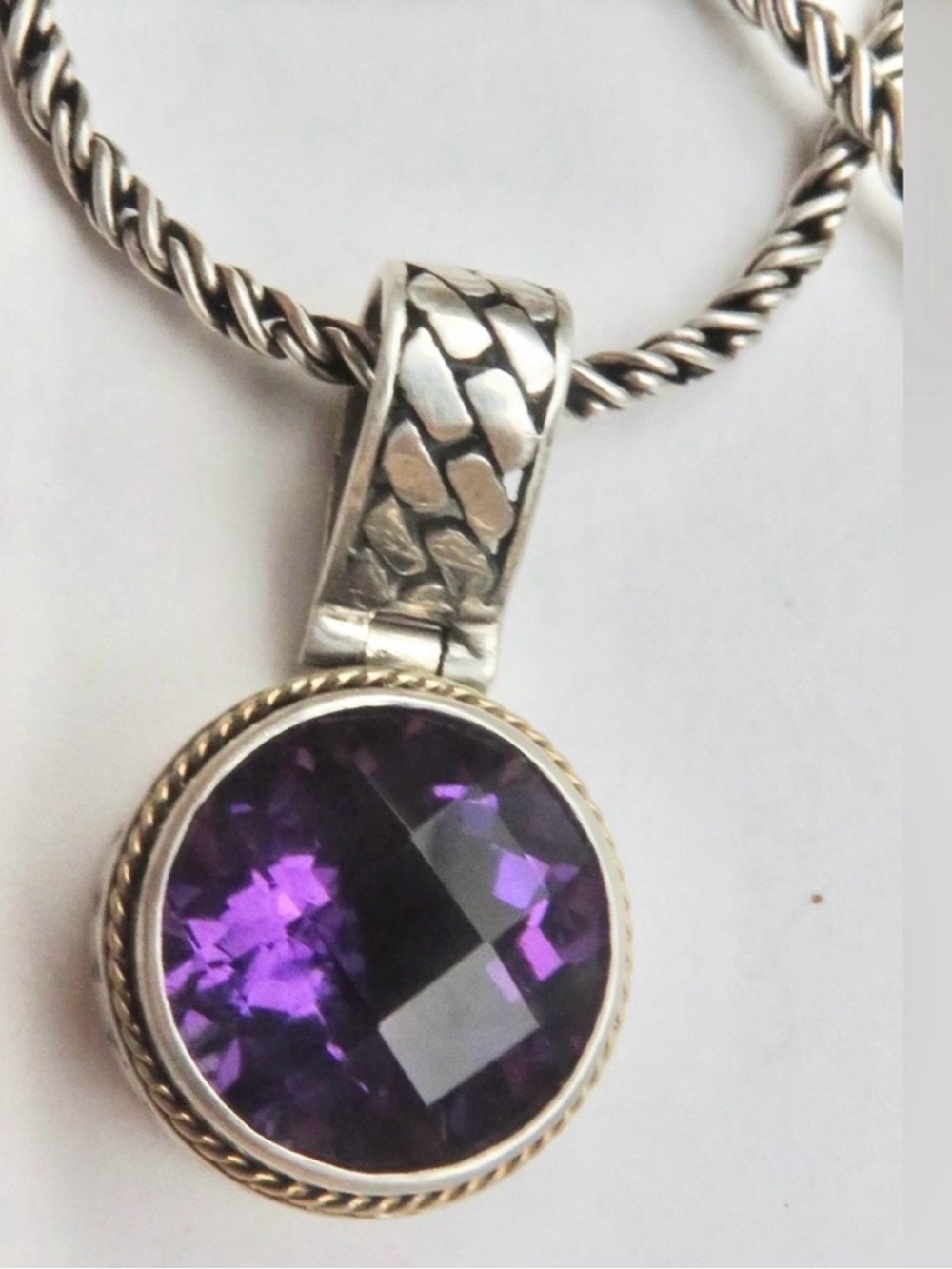 EFFY BH .925 Sterling Silver & 18K Amethyst pendant on EFFY sterling chain 18”